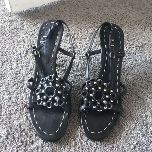 CELINE RINGS AND RIVET HEELED SANDAL - Picture 1 of 3